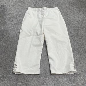 Alfred Dunner Cropped Pants Womens 6 Petite White High Rise Elastic Pocket 28x18